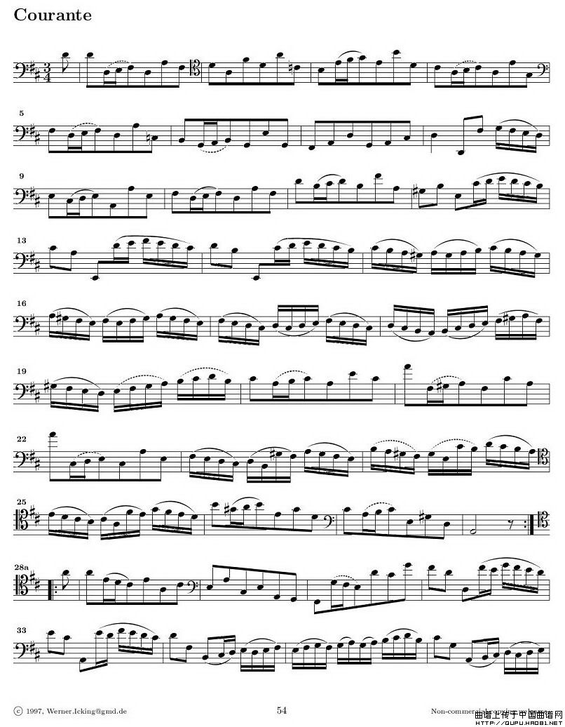 巴赫无伴奏大提琴练习曲之六P5其它曲谱（图1）