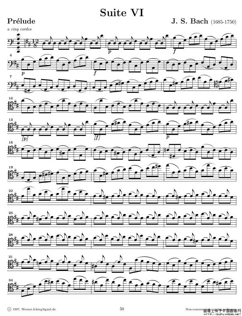 巴赫无伴奏大提琴练习曲之六P1其它曲谱（图1）