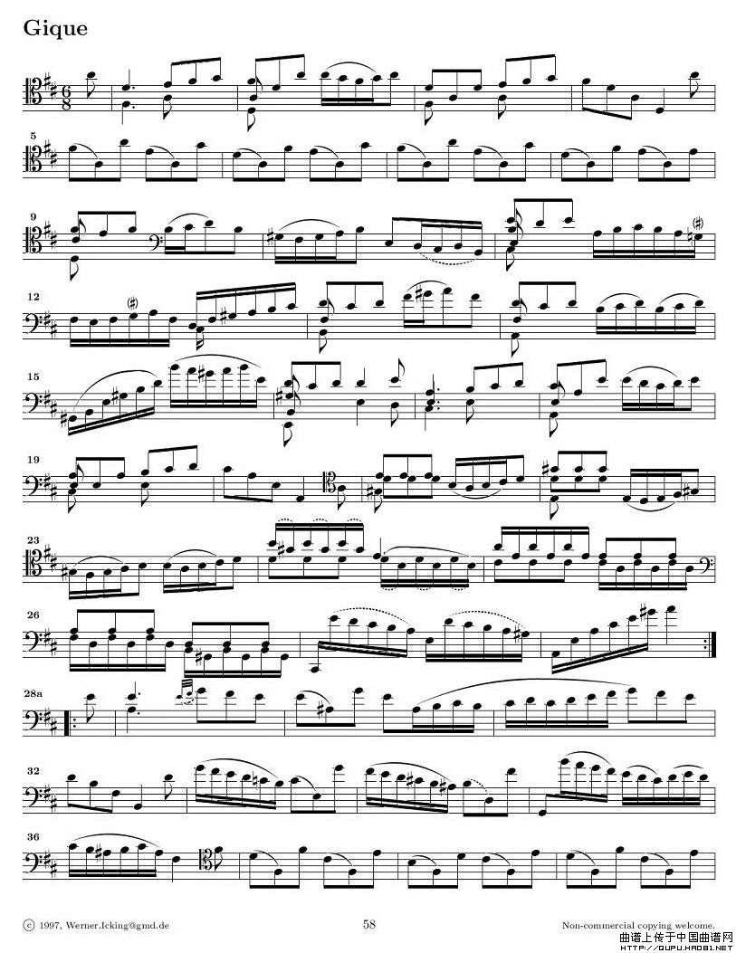 巴赫无伴奏大提琴练习曲之六P9其它曲谱（图1）