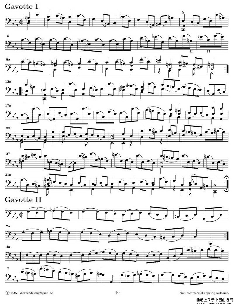 巴赫无伴奏大提琴练习曲之五P6其它曲谱（图1）