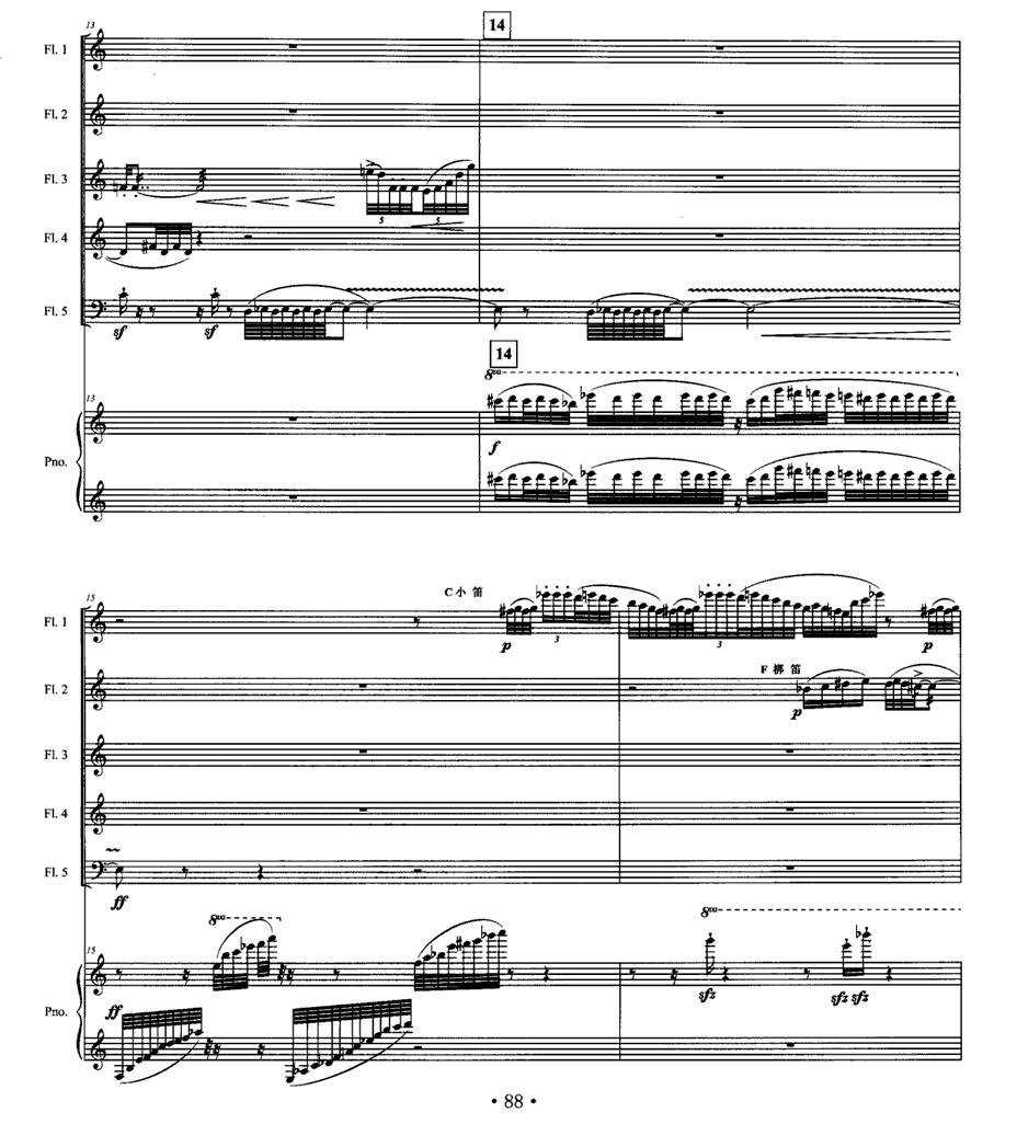 忆南国（五支长笛+钢琴）其它曲谱（图3）