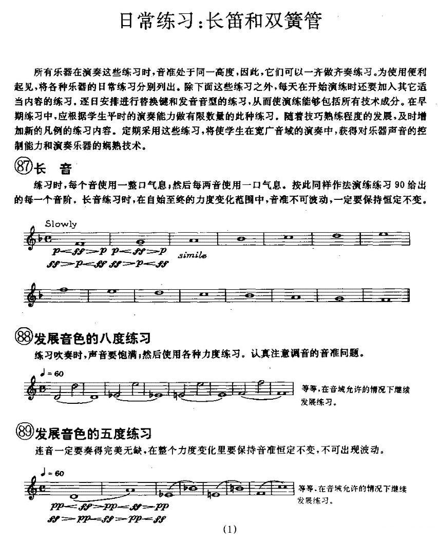 长笛和双簧管的日常练习其它曲谱（图1）