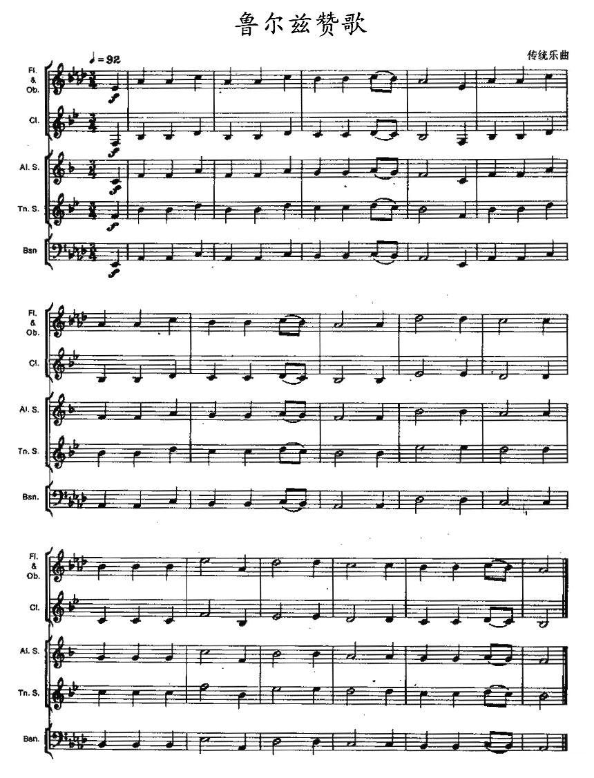 鲁尔兹赞歌（木管乐器合奏）其它曲谱（图1）