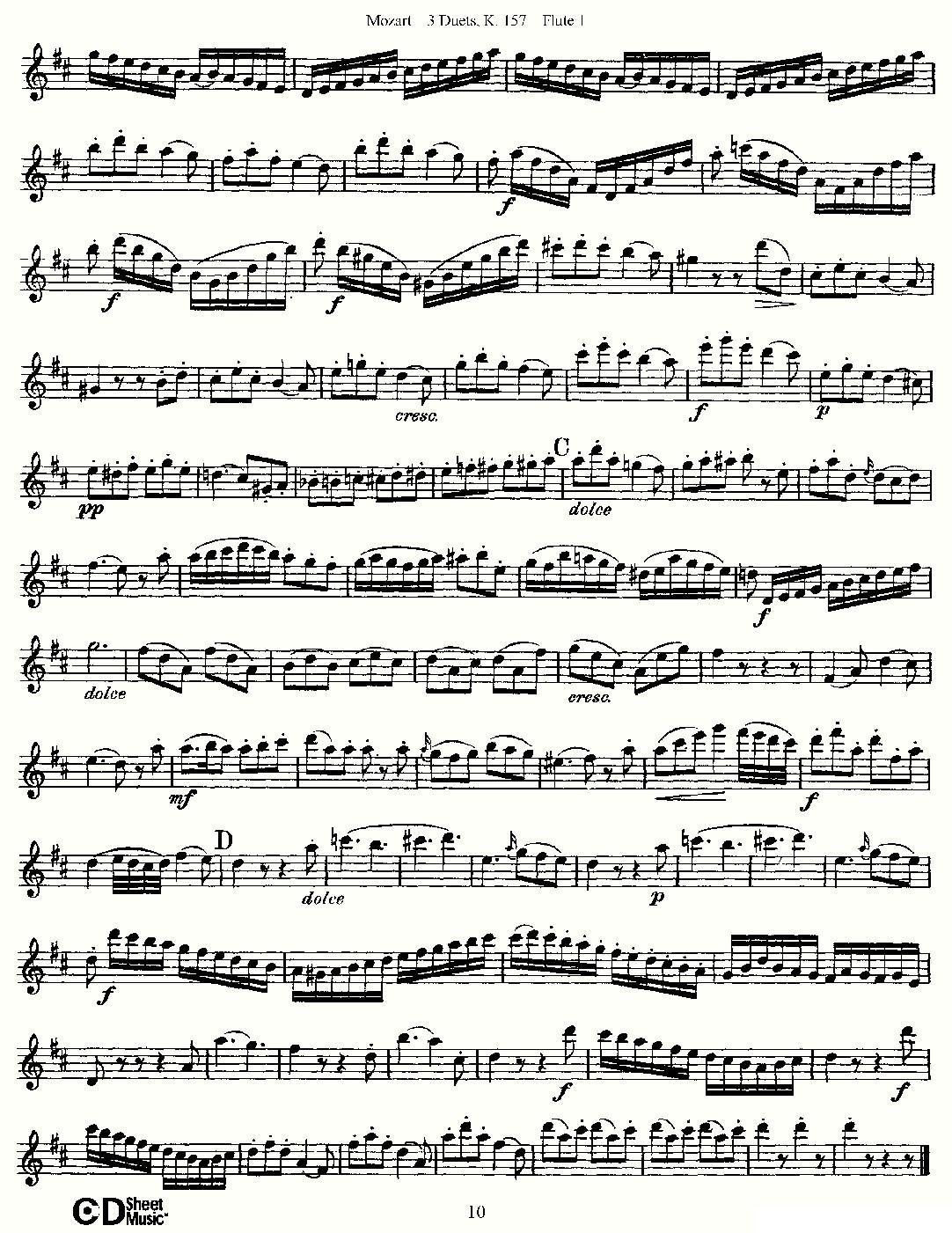 3 Duets K.157 之第一长笛（二重奏三首 K157号）其它曲谱（图10）