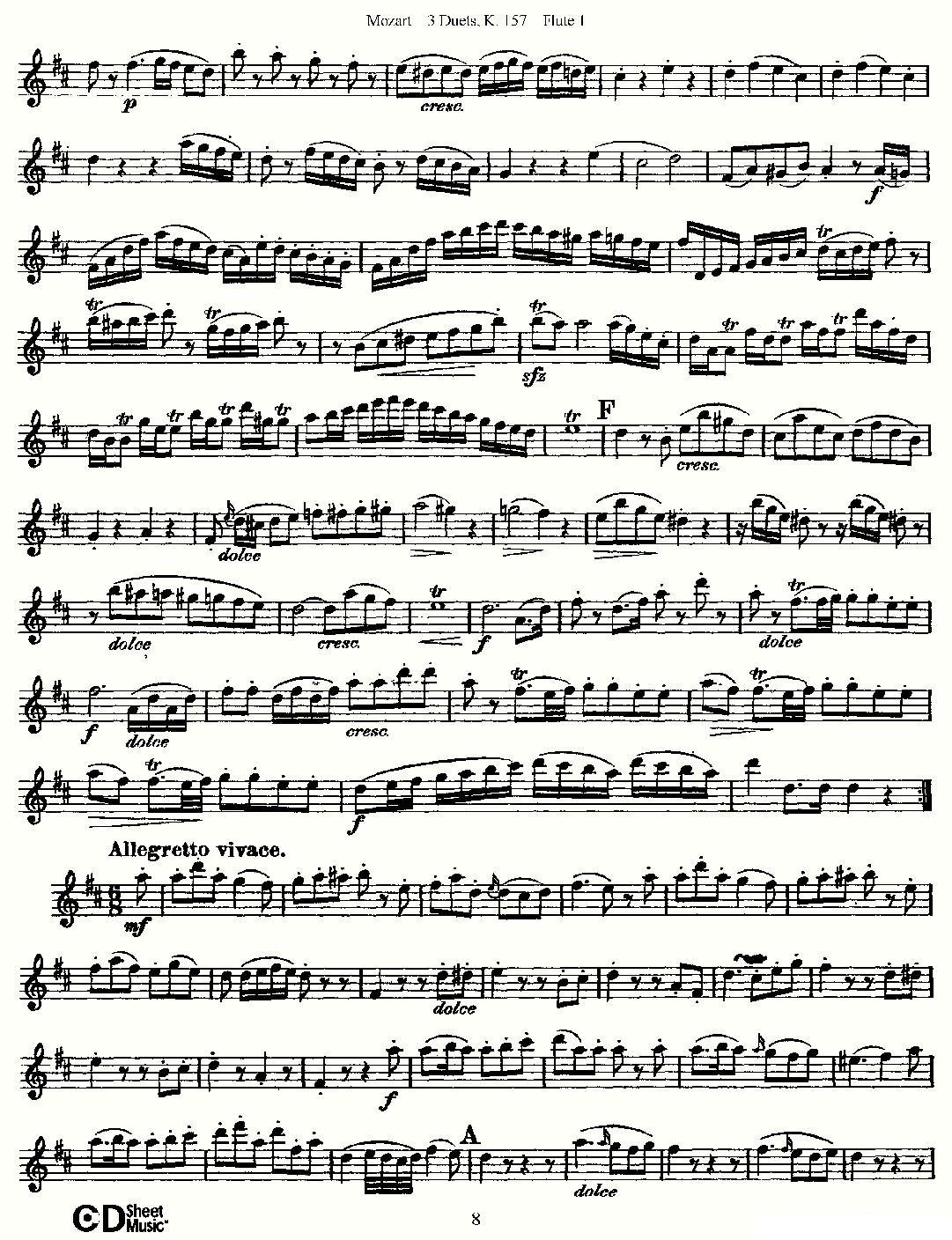 3 Duets K.157 之第一长笛（二重奏三首 K157号）其它曲谱（图8）