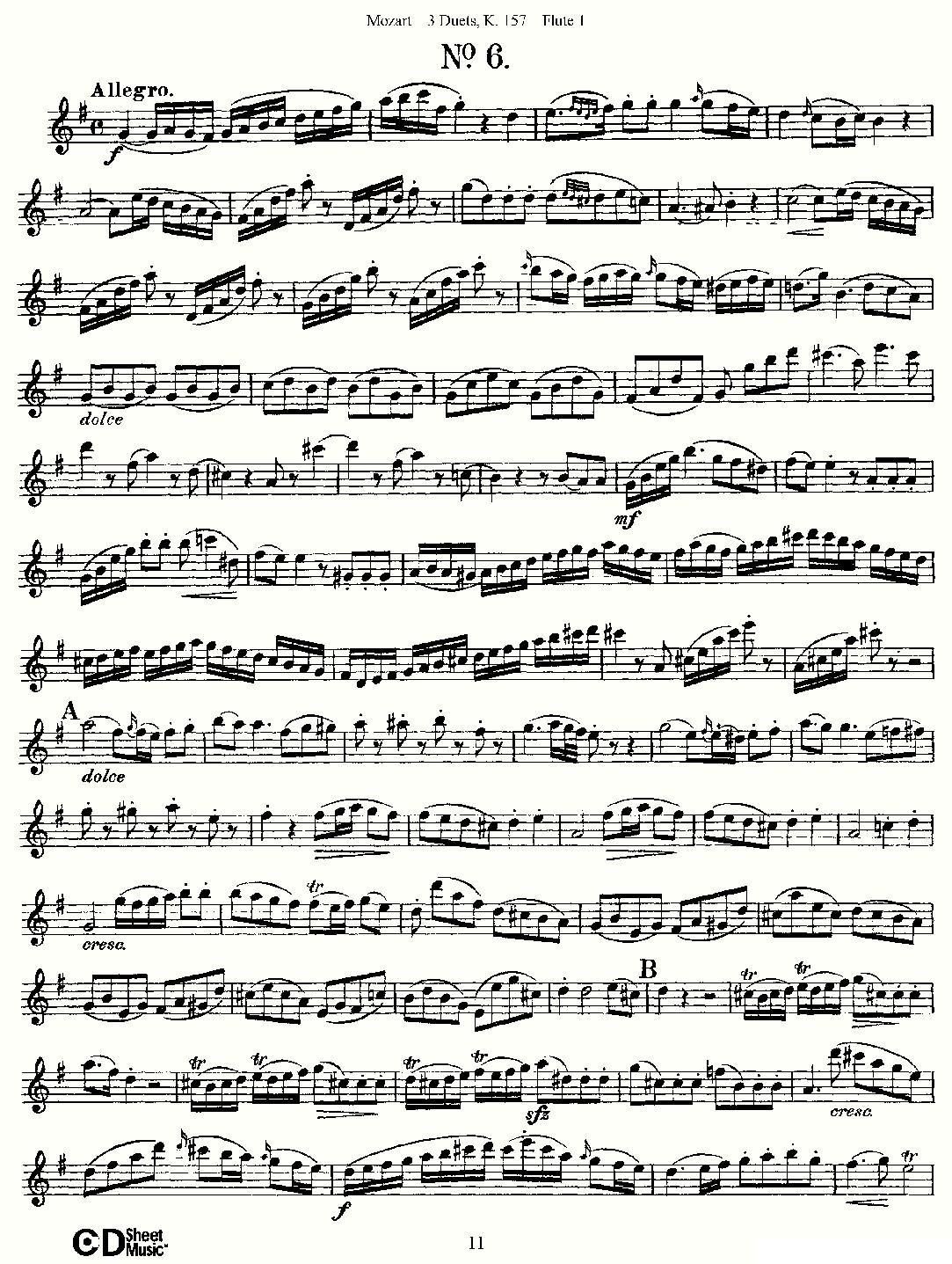 3 Duets K.157 之第一长笛（二重奏三首 K157号）其它曲谱（图11）