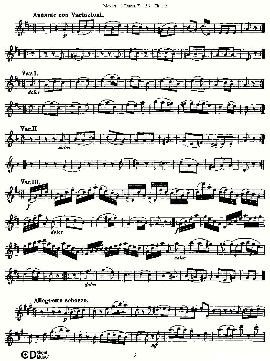 3 Duets K.156 之第二长笛（二重奏三首 K156号）其它曲谱（图9）