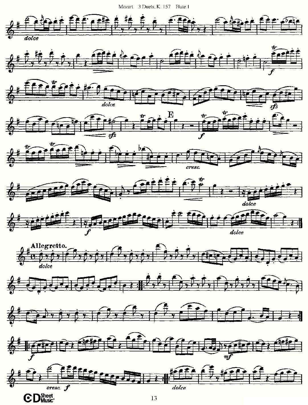 3 Duets K.157 之第一长笛（二重奏三首 K157号）其它曲谱（图13）