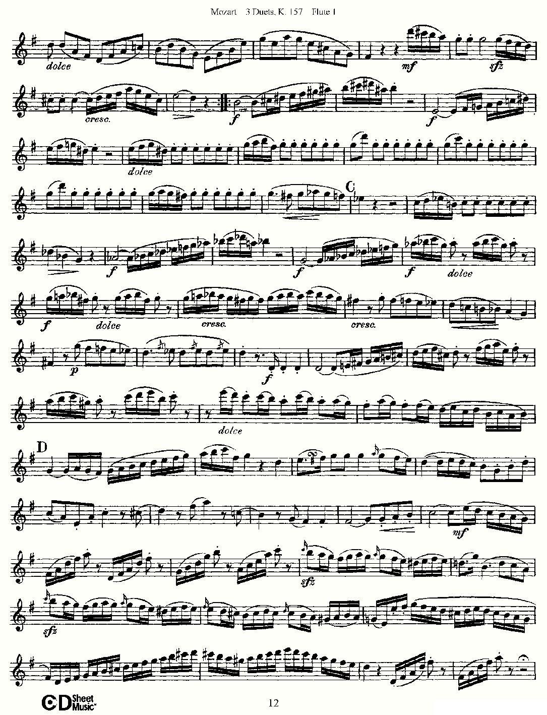 3 Duets K.157 之第一长笛（二重奏三首 K157号）其它曲谱（图12）