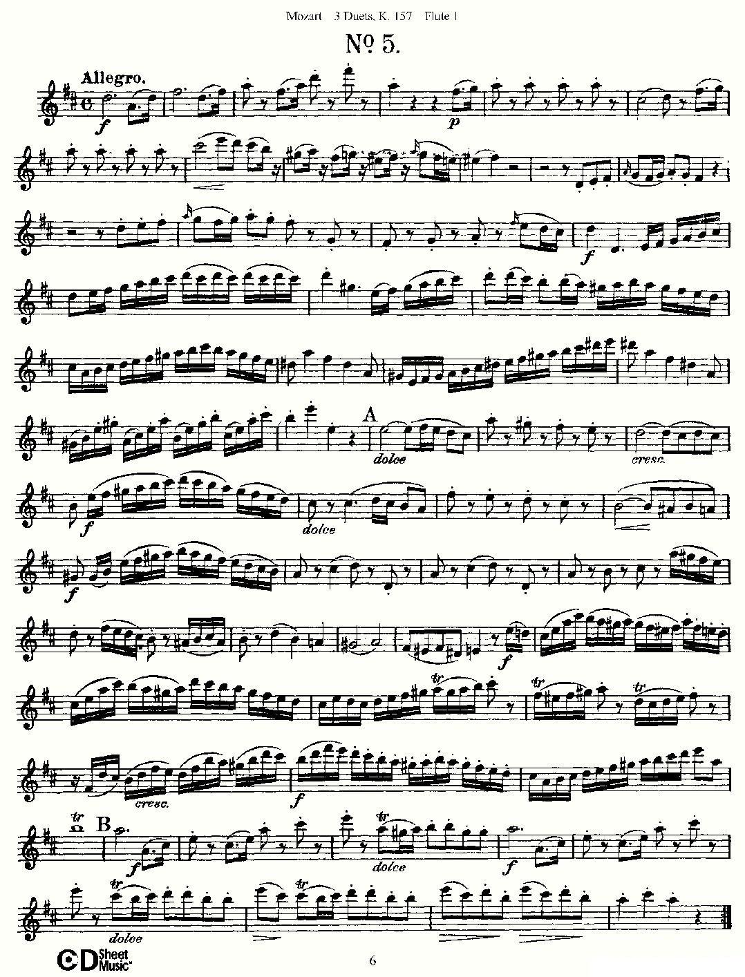 3 Duets K.157 之第一长笛（二重奏三首 K157号）其它曲谱（图6）