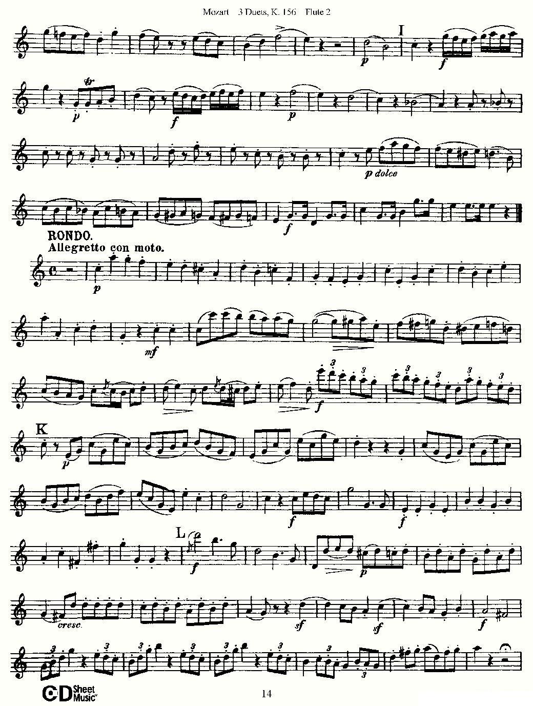 3 Duets K.156 之第二长笛（二重奏三首 K156号）其它曲谱（图14）