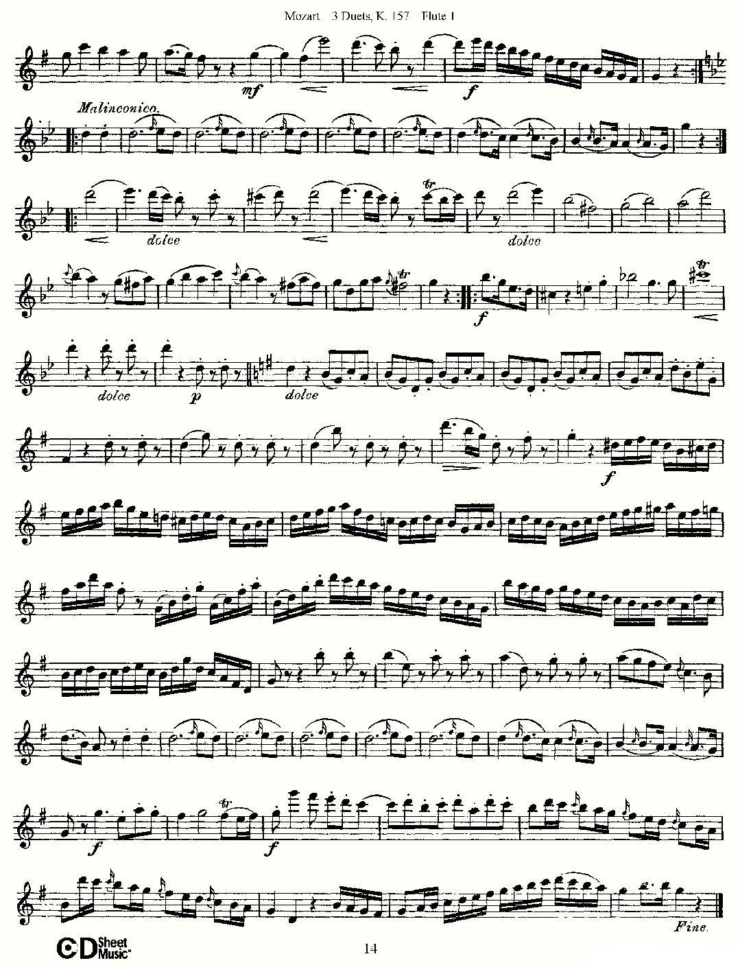 3 Duets K.157 之第一长笛（二重奏三首 K157号）其它曲谱（图14）