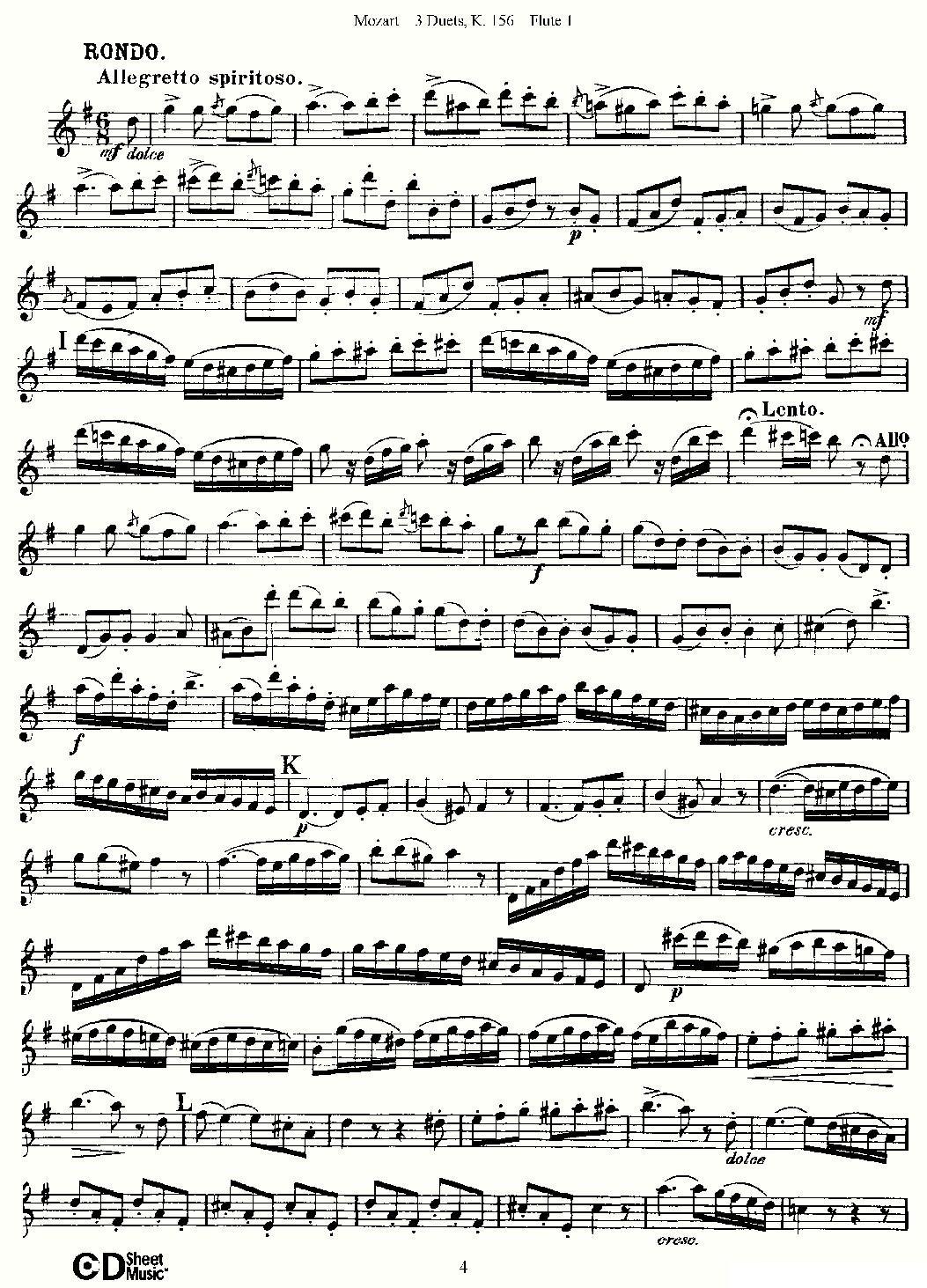 3 Duets K.156 之第一长笛（二重奏三首 K156号）其它曲谱（图4）