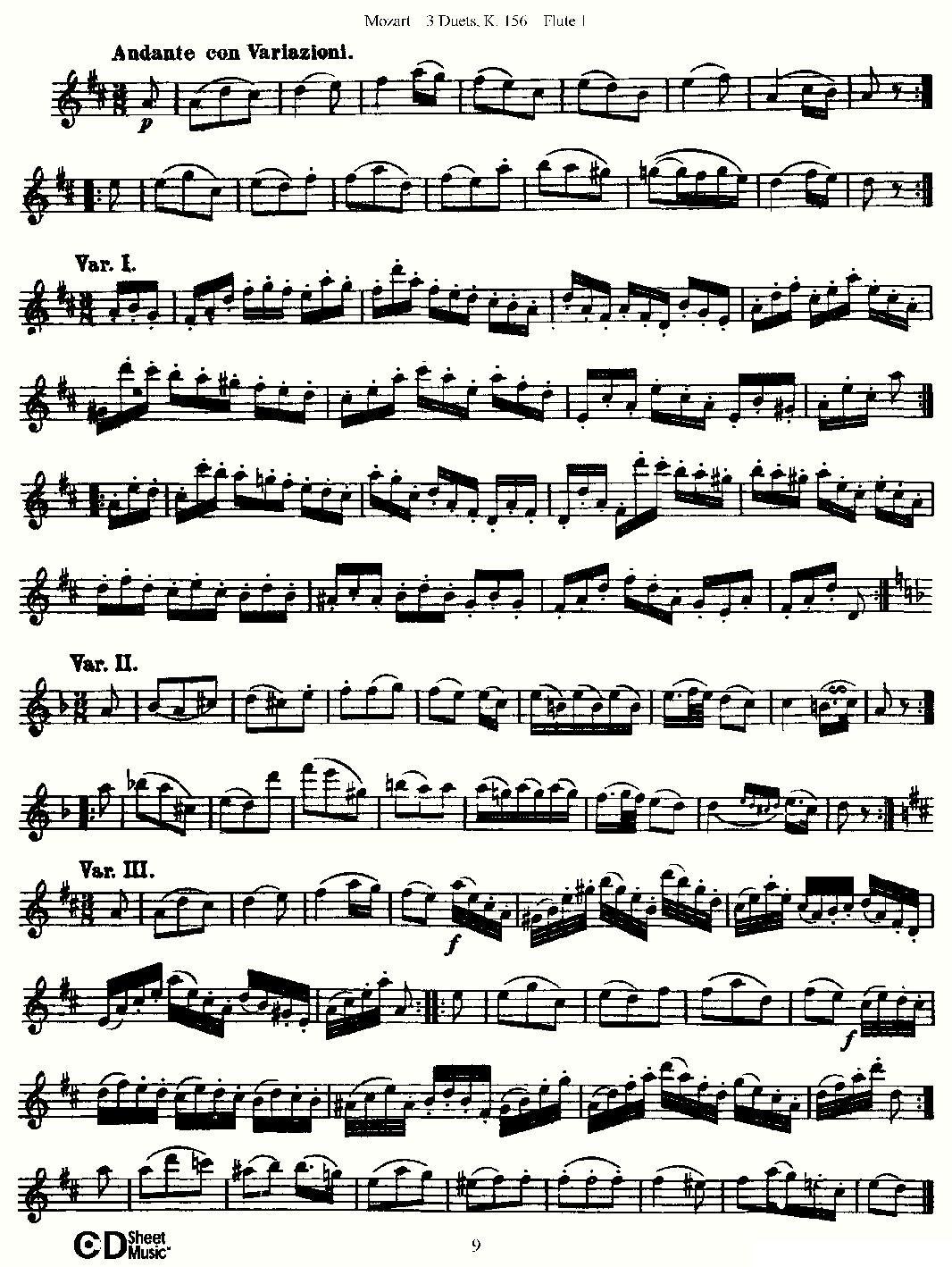 3 Duets K.156 之第一长笛（二重奏三首 K156号）其它曲谱（图9）