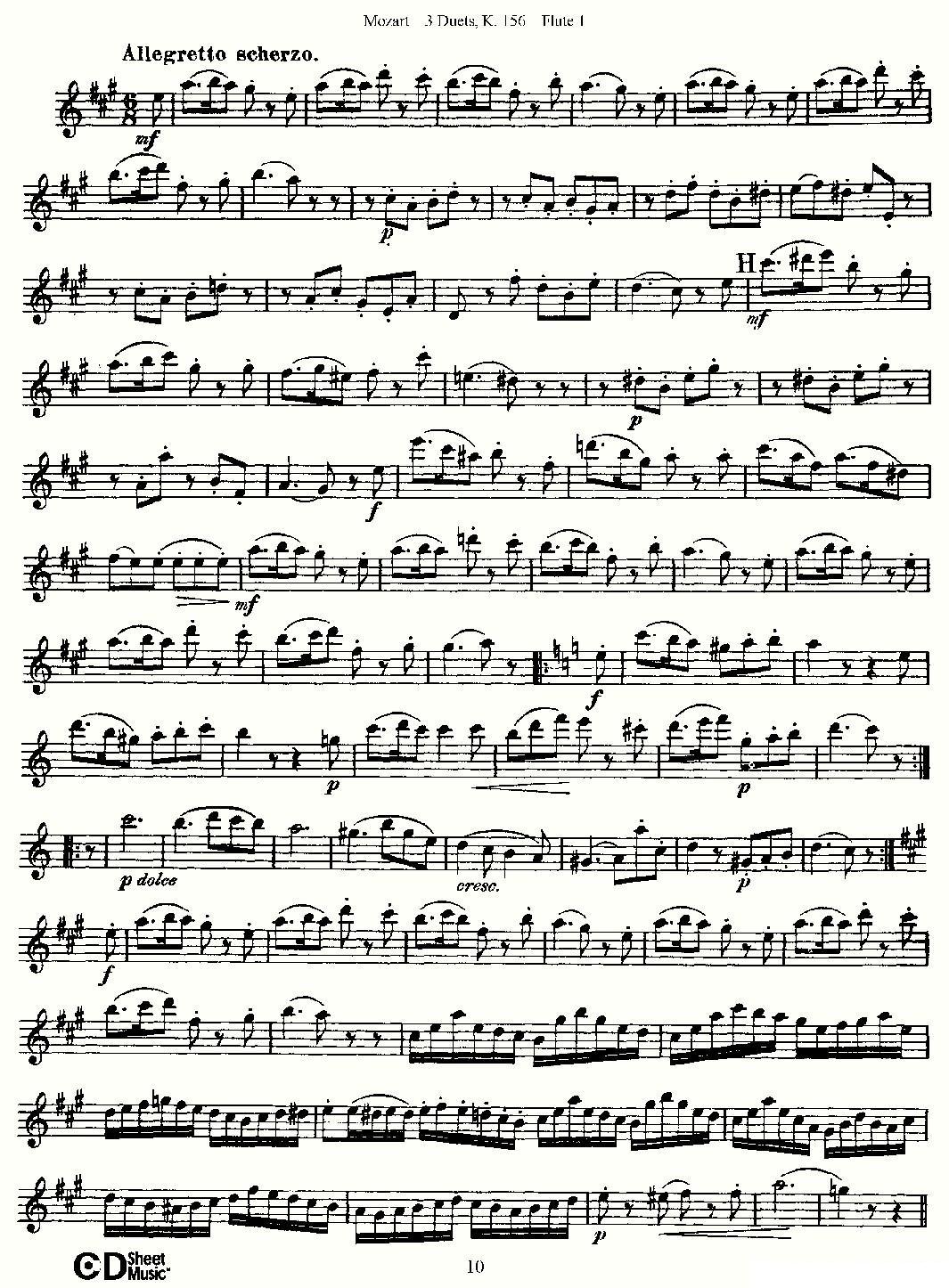 3 Duets K.156 之第一长笛（二重奏三首 K156号）其它曲谱（图10）