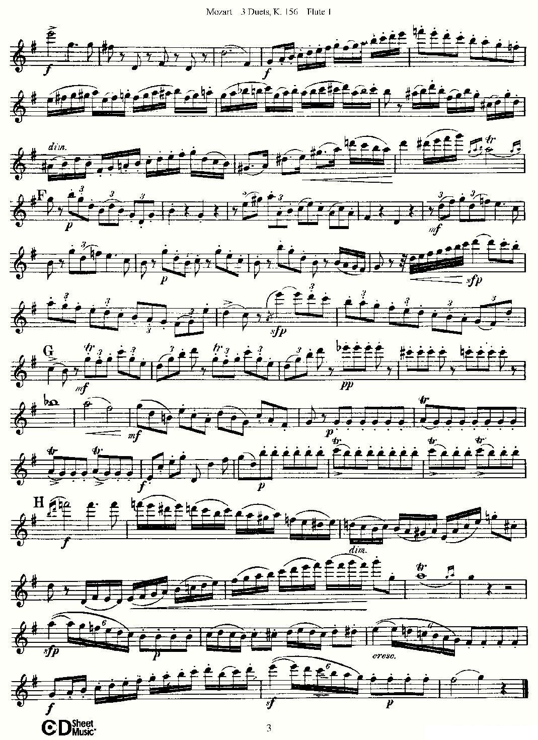 3 Duets K.156 之第一长笛（二重奏三首 K156号）其它曲谱（图3）