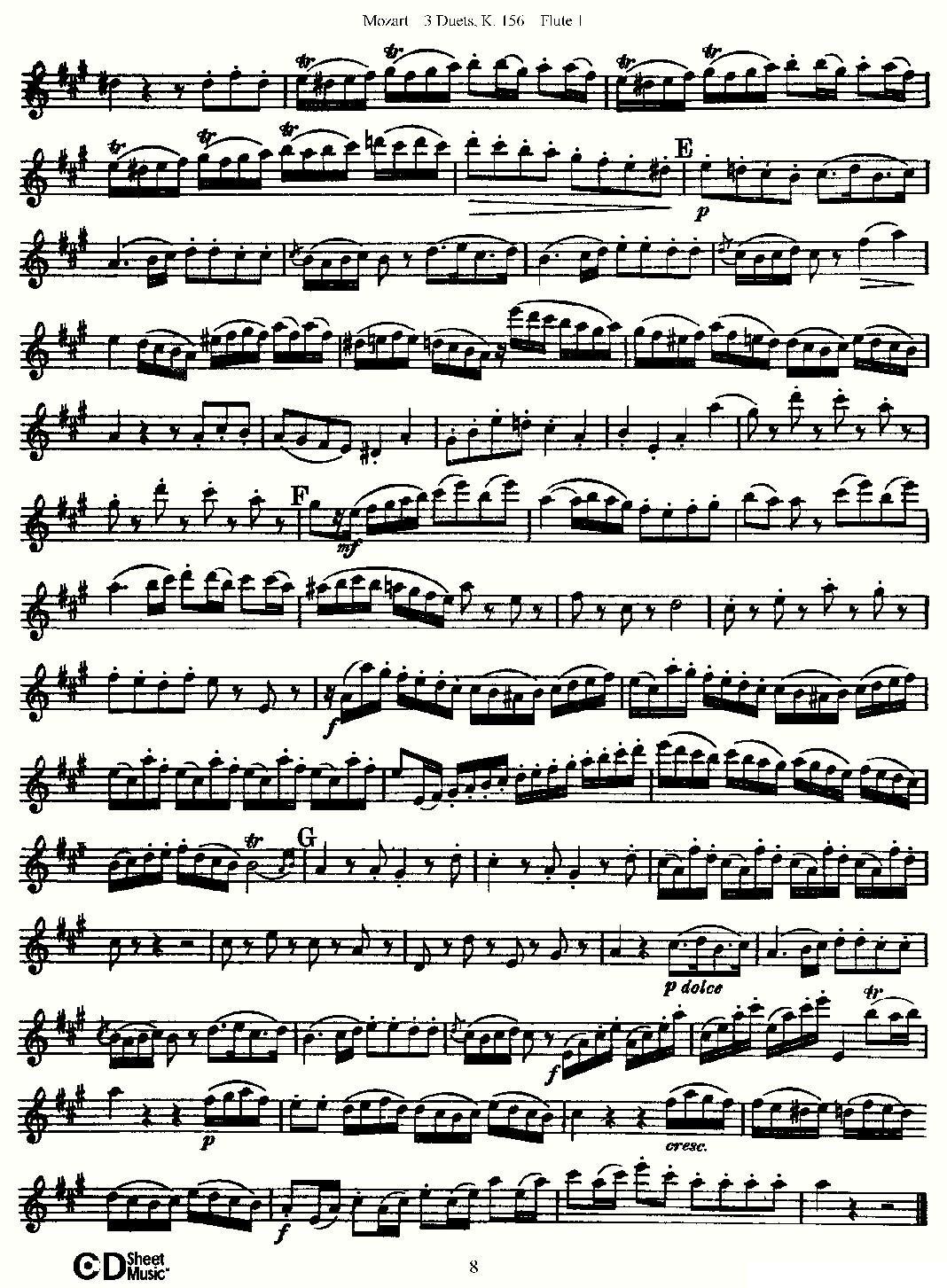 3 Duets K.156 之第一长笛（二重奏三首 K156号）其它曲谱（图8）