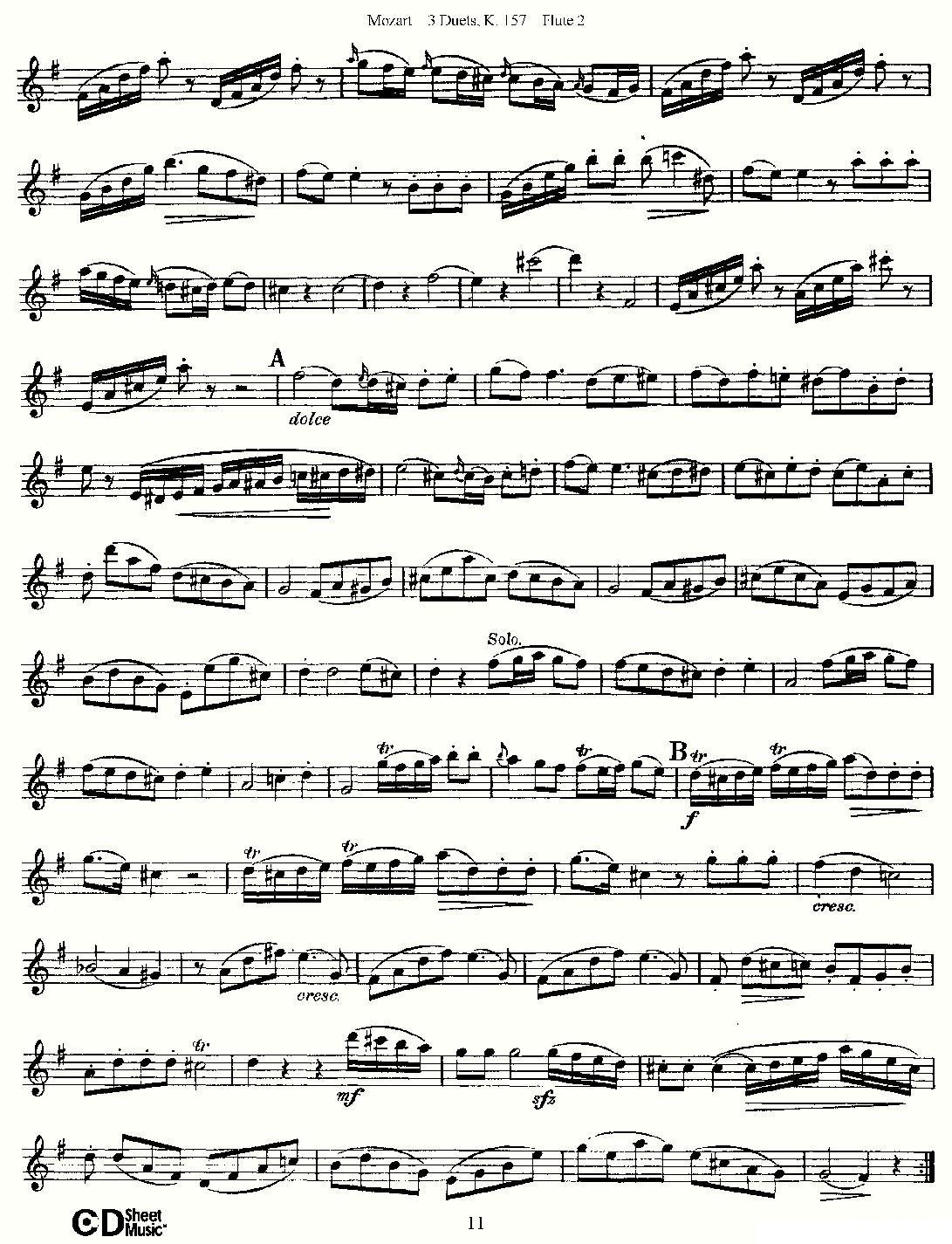 3 Duets K.157 之第二长笛（二重奏三首 K157号）其它曲谱（图11）