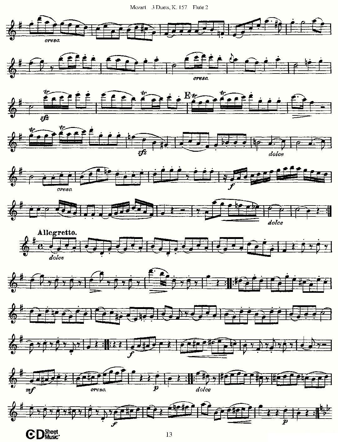 3 Duets K.157 之第二长笛（二重奏三首 K157号）其它曲谱（图13）