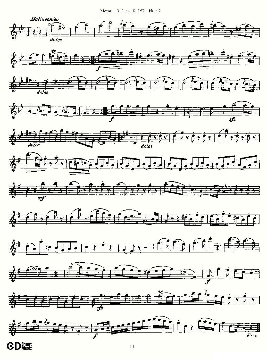 3 Duets K.157 之第二长笛（二重奏三首 K157号）其它曲谱（图14）