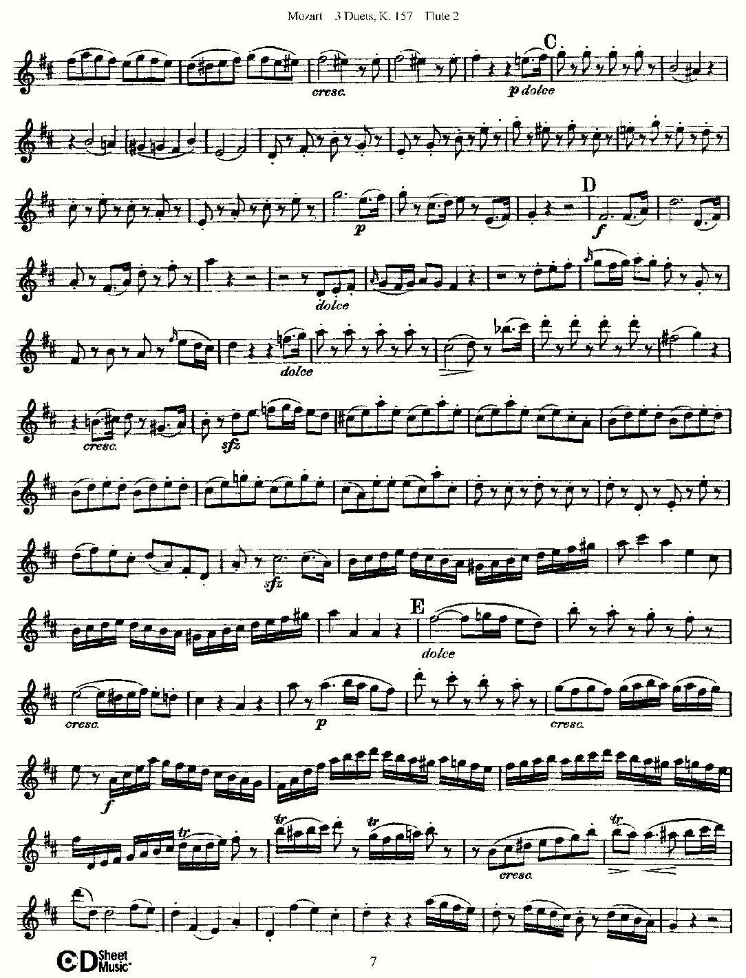 3 Duets K.157 之第二长笛（二重奏三首 K157号）其它曲谱（图7）