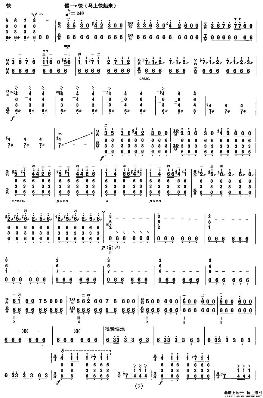 柳琴十级：剑器其它曲谱（图2）