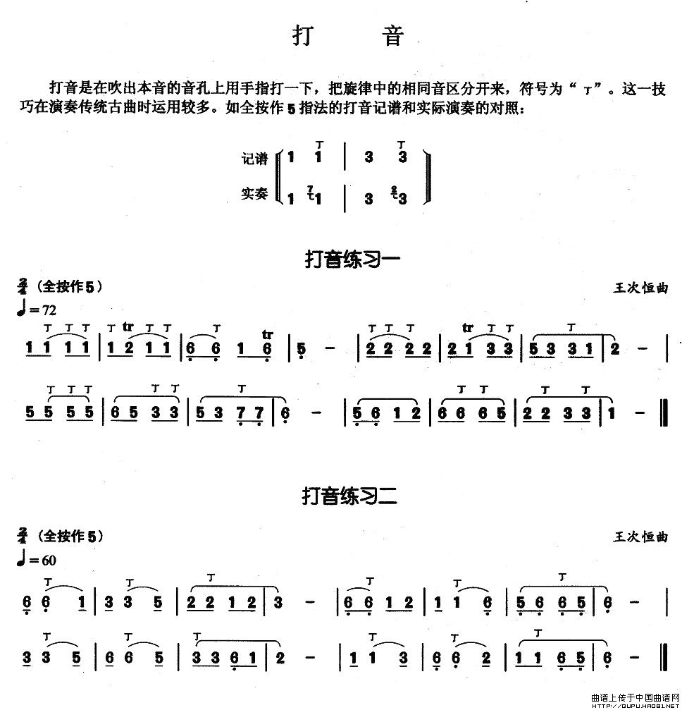 葫芦丝基本技巧练习曲--打音其它曲谱（图1）