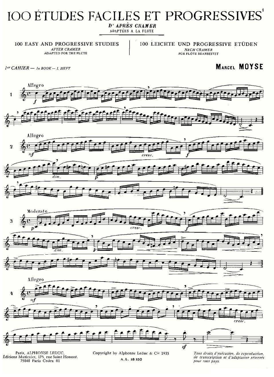 moyse - 100首练习曲之1—14其它曲谱（图1）