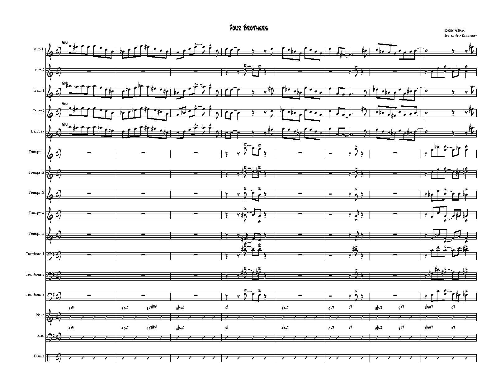 Four Brothers Big Band score（大爵士乐队总谱）其它曲谱（图1）