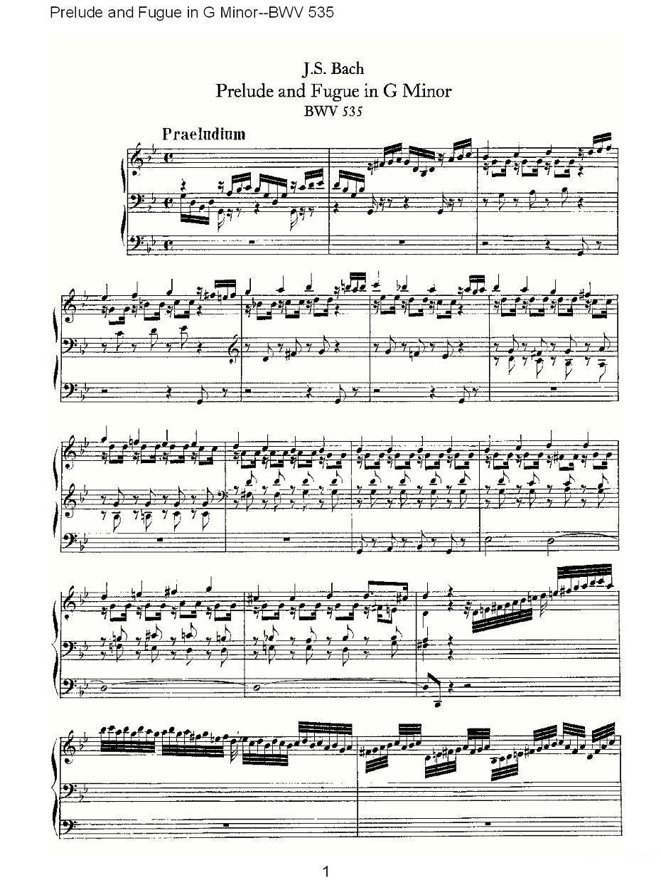Prelude and Fugue in G Minor--BWV 535 （管风琴谱）其它曲谱（图1）