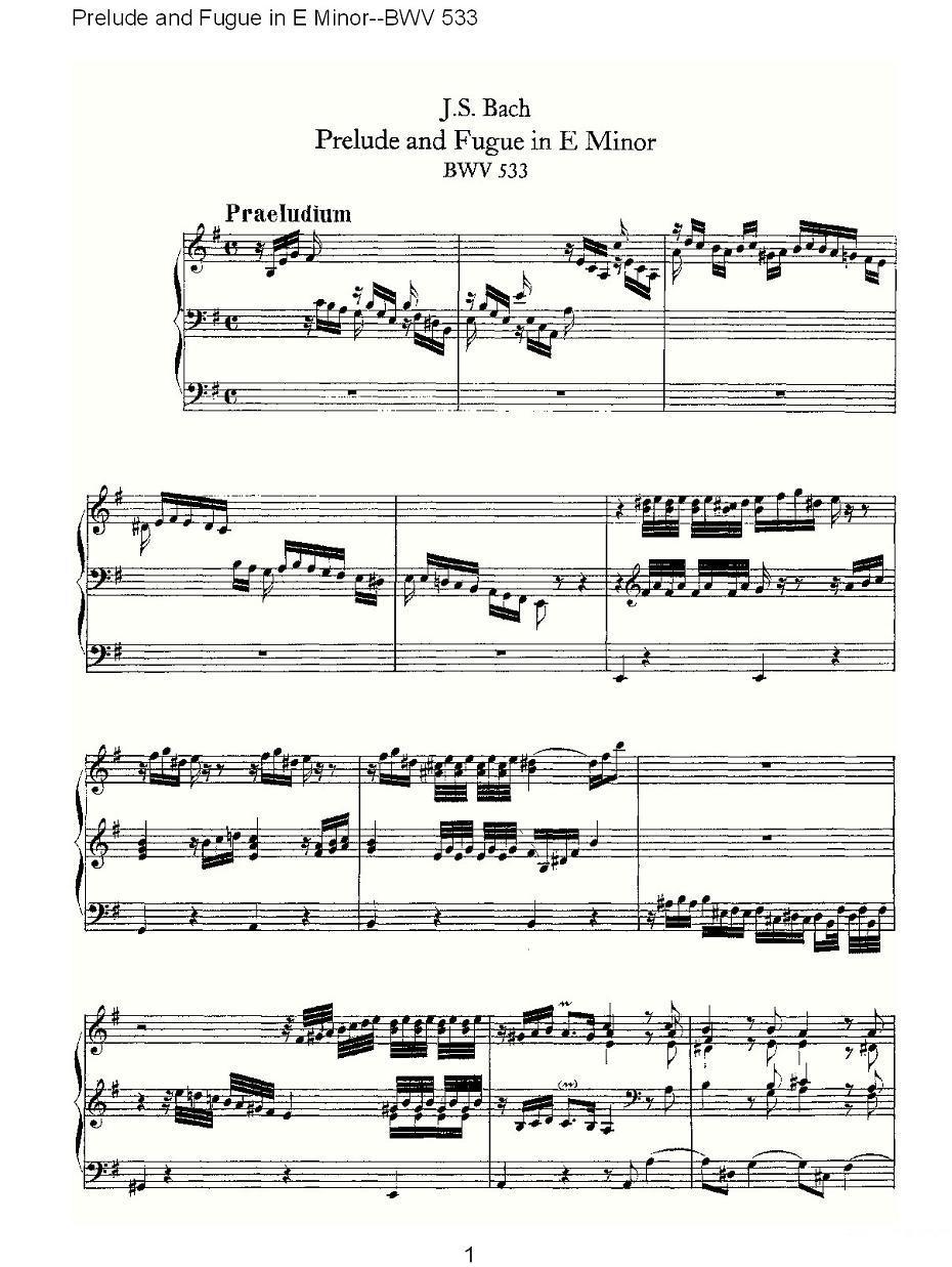 Prelude and Fugue in E Minor--BWV 533 （管风琴谱）其它曲谱（图1）