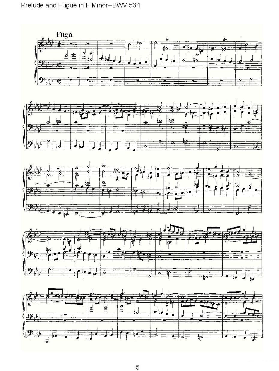 Prelude and Fugue in F Minor--BWV 534 （管风琴谱）其它曲谱（图5）