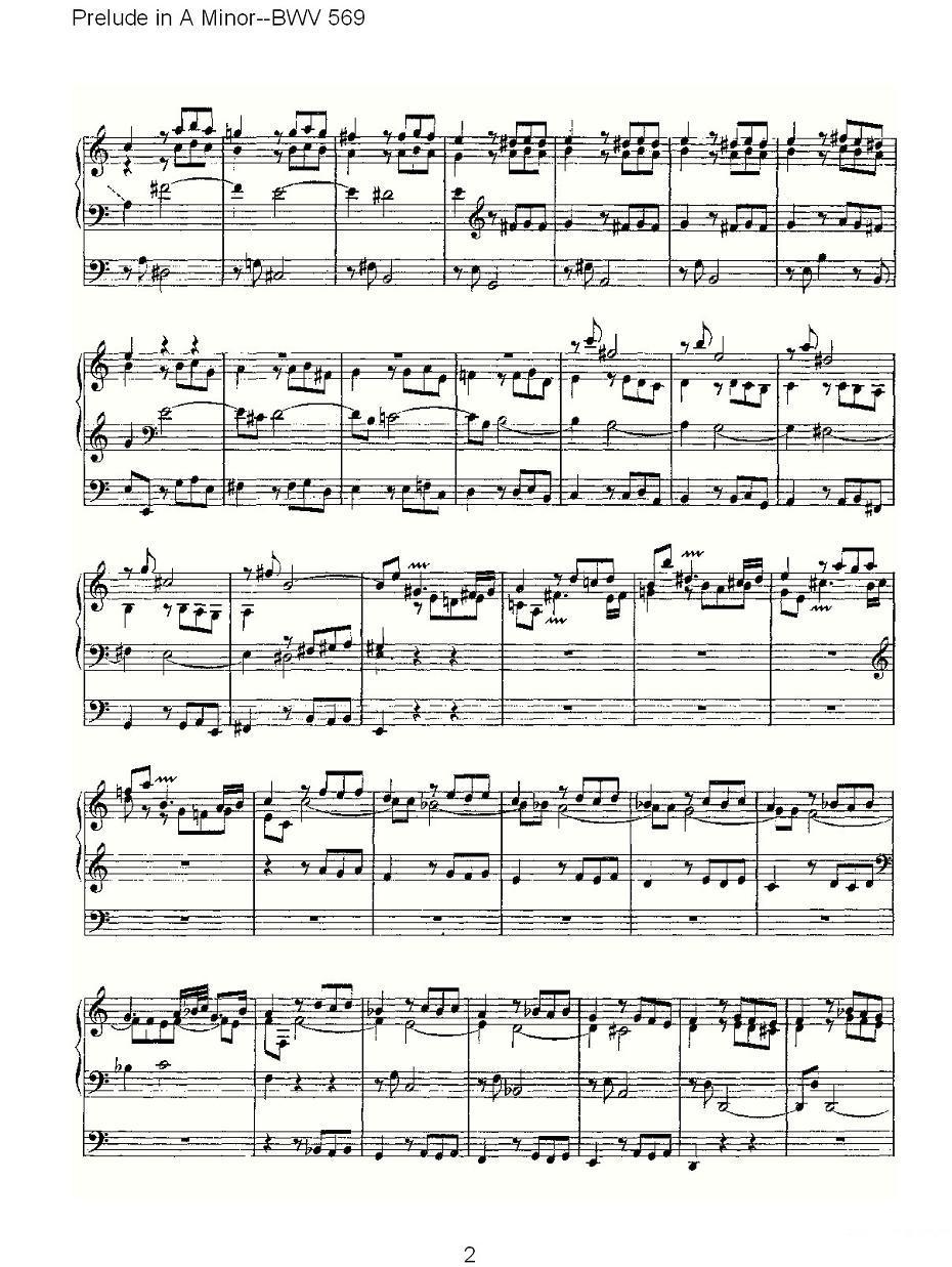 Prelude in A Minor--BWV 569 （管风琴谱）其它曲谱（图2）