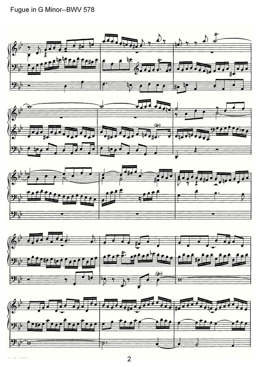 Fugue in G Minor--BWV 578（管风琴谱）其它曲谱（图2）
