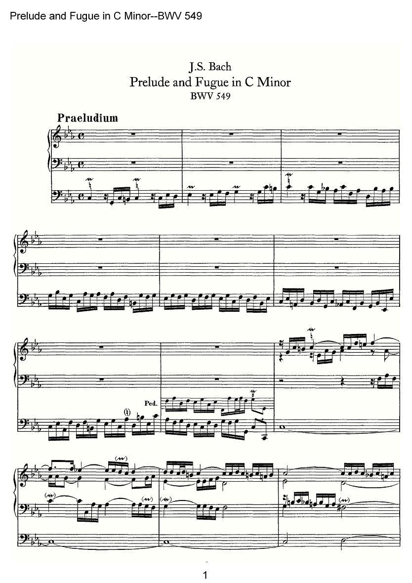 Prelude and Fugue in C Minor--BWV 549（管风琴谱）其它曲谱（图1）