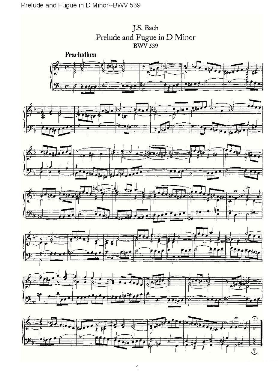Prelude and Fugue in D Minor--BWV 539 （管风琴谱）其它曲谱（图1）
