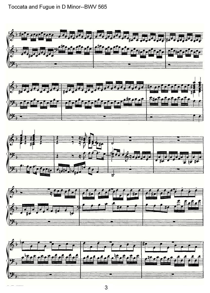 Toccata and Fugue in D Minor--BWV 565（管风琴谱）其它曲谱（图3）