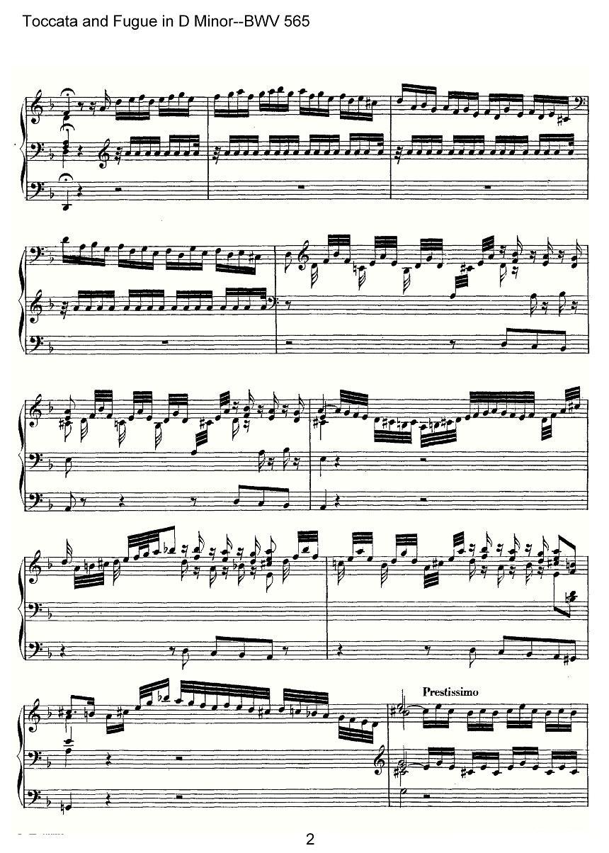 Toccata and Fugue in D Minor--BWV 565（管风琴谱）其它曲谱（图2）