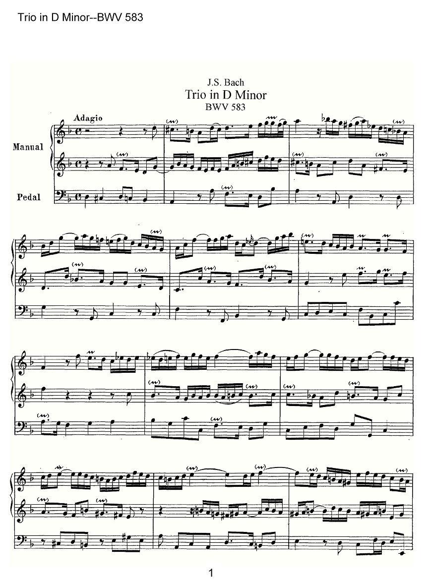 Trio in D Minor--BWV 583（管风琴）其它曲谱（图1）