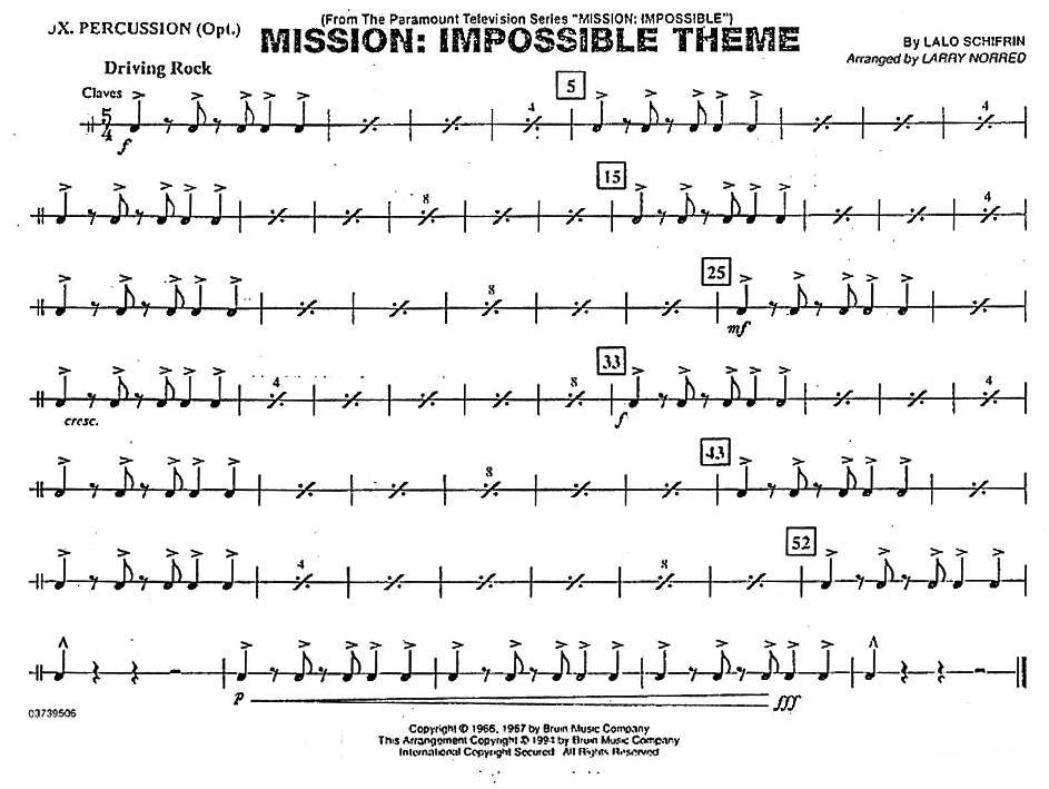 MISSION:IMPOSSIBLE THEME（分谱：打击乐）其它曲谱（图1）