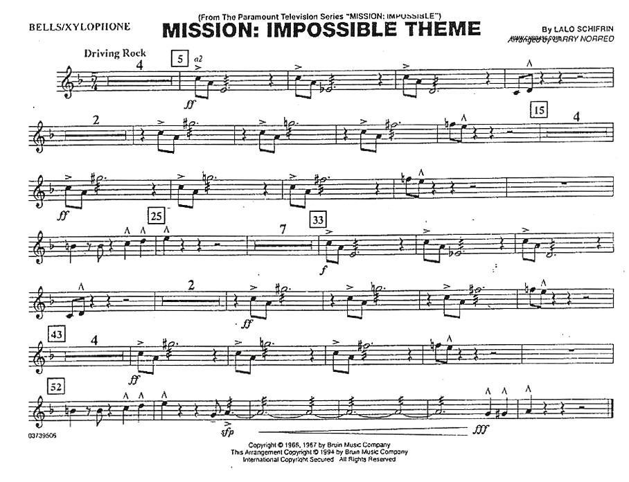 MISSION:IMPOSSIBLE THEME（分谱：碰铃/木琴）其它曲谱（图1）