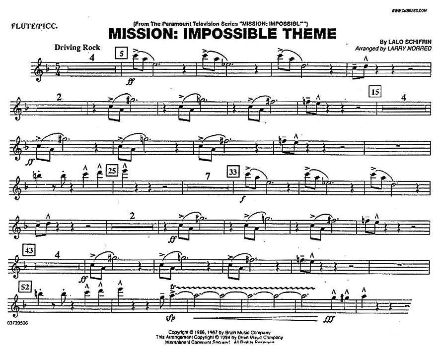 MISSION:IMPOSSIBLE THEME（分谱：长笛/短笛）其它曲谱（图1）