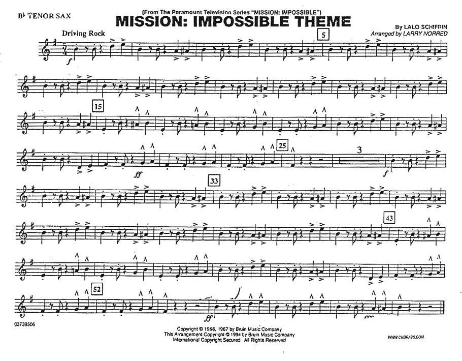 MISSION:IMPOSSIBLE THEME（分谱：次中音萨克斯）其它曲谱（图1）