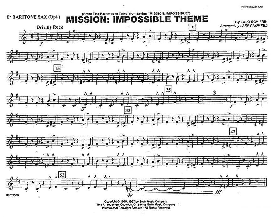 MISSION:IMPOSSIBLE THEME（分谱：上低音萨克斯）其它曲谱（图1）