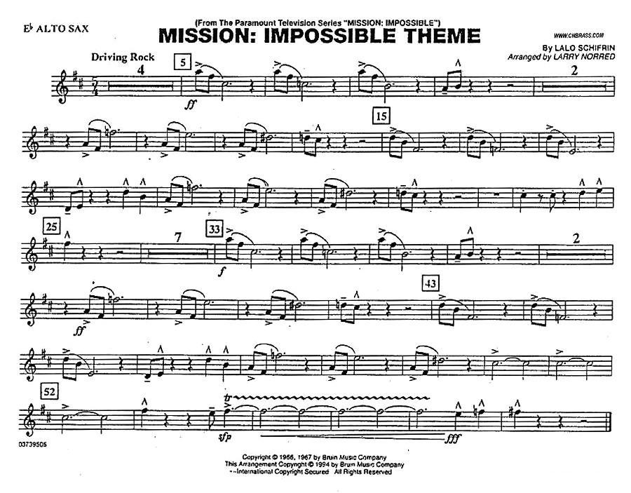MISSION:IMPOSSIBLE THEME（分谱：中音萨克斯）其它曲谱（图1）