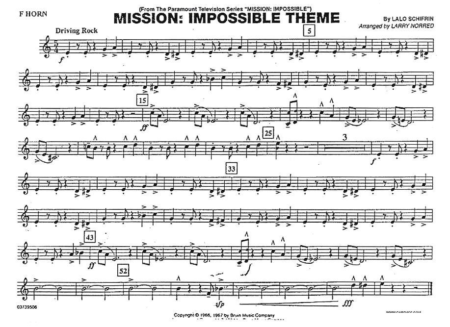 MISSION:IMPOSSIBLE THEME（分谱：法国号）其它曲谱（图1）