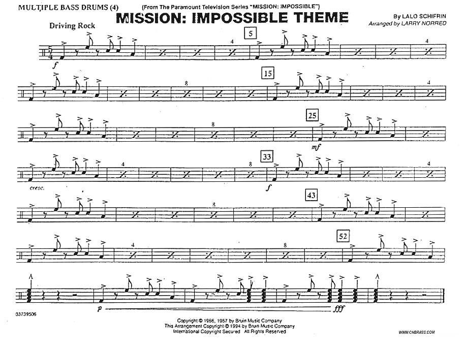 MISSION:IMPOSSIBLE THEME（分谱：低音鼓）其它曲谱（图1）