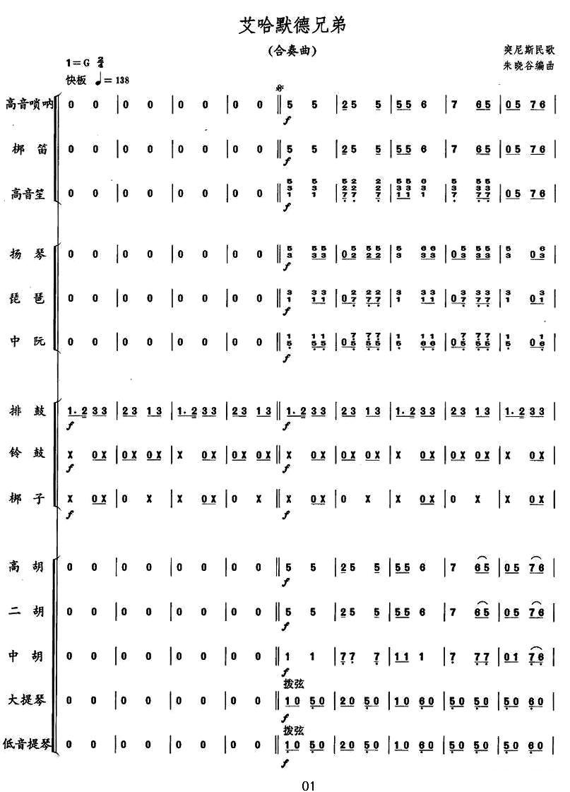 艾哈默德兄弟（突尼斯民歌、合奏总谱）其它曲谱（图1）