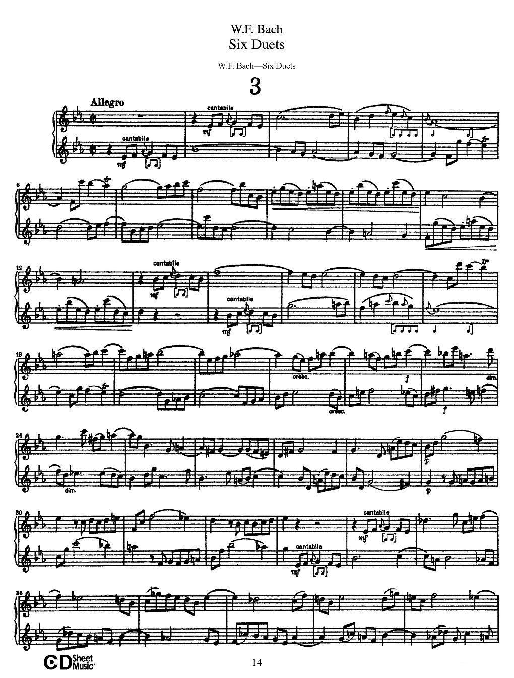 W.F.巴赫—六首二重奏练习曲（3）其它曲谱（图1）