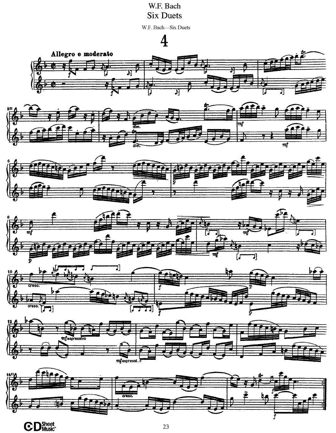 W.F.巴赫—六首二重奏练习曲（4）其它曲谱（图1）